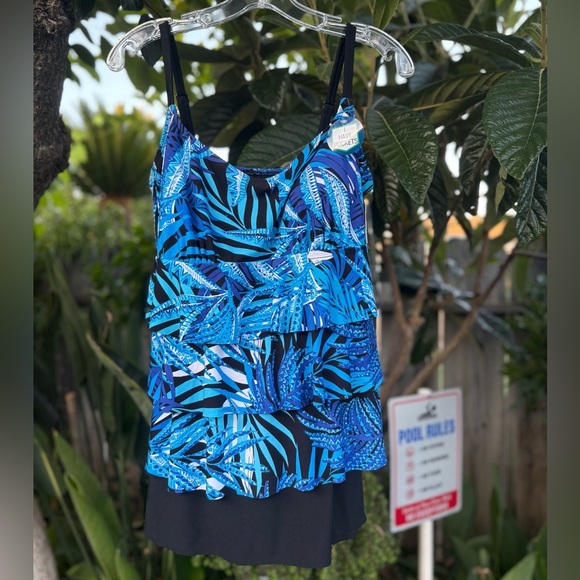 Longitude Long Torso Ruffle Faux Skirtini Size 12 - Picture 3 of 11